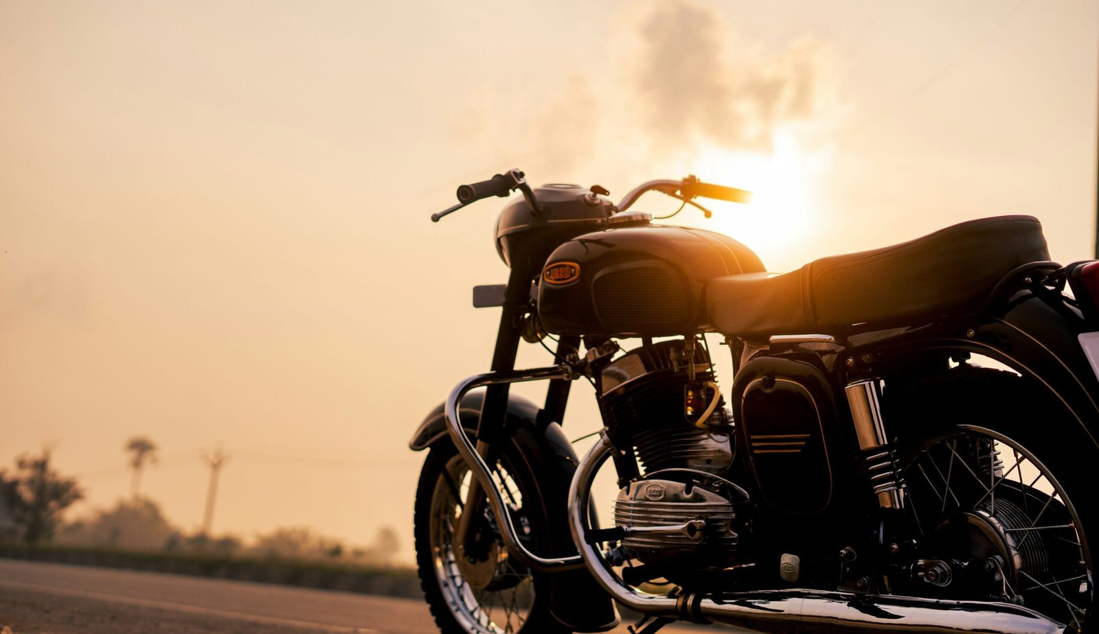 a motorcycle parked on the side of the road